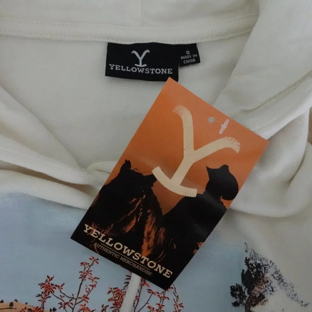 Yellowstone Hoodie Sweatshirt Women's Size S Ivory Dutton Ranch Horse Western - Picture 5 of 7